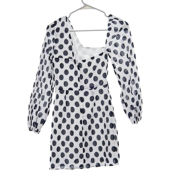 Lovers & Friends Andy Mini Dress White Black Polka Dot Women's XS NWOT - Picture 3 of 6